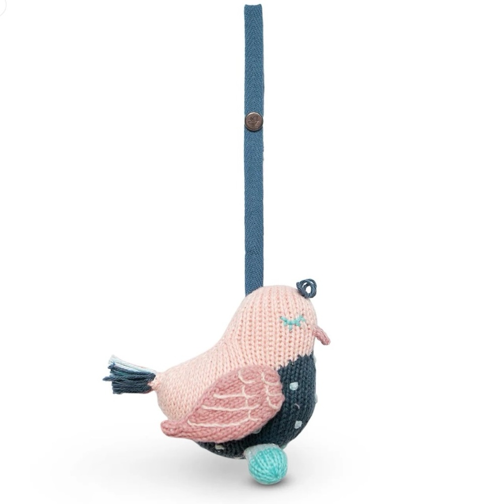 Infant Knit Bird Pacifier Clip- Pink and Blue Bird